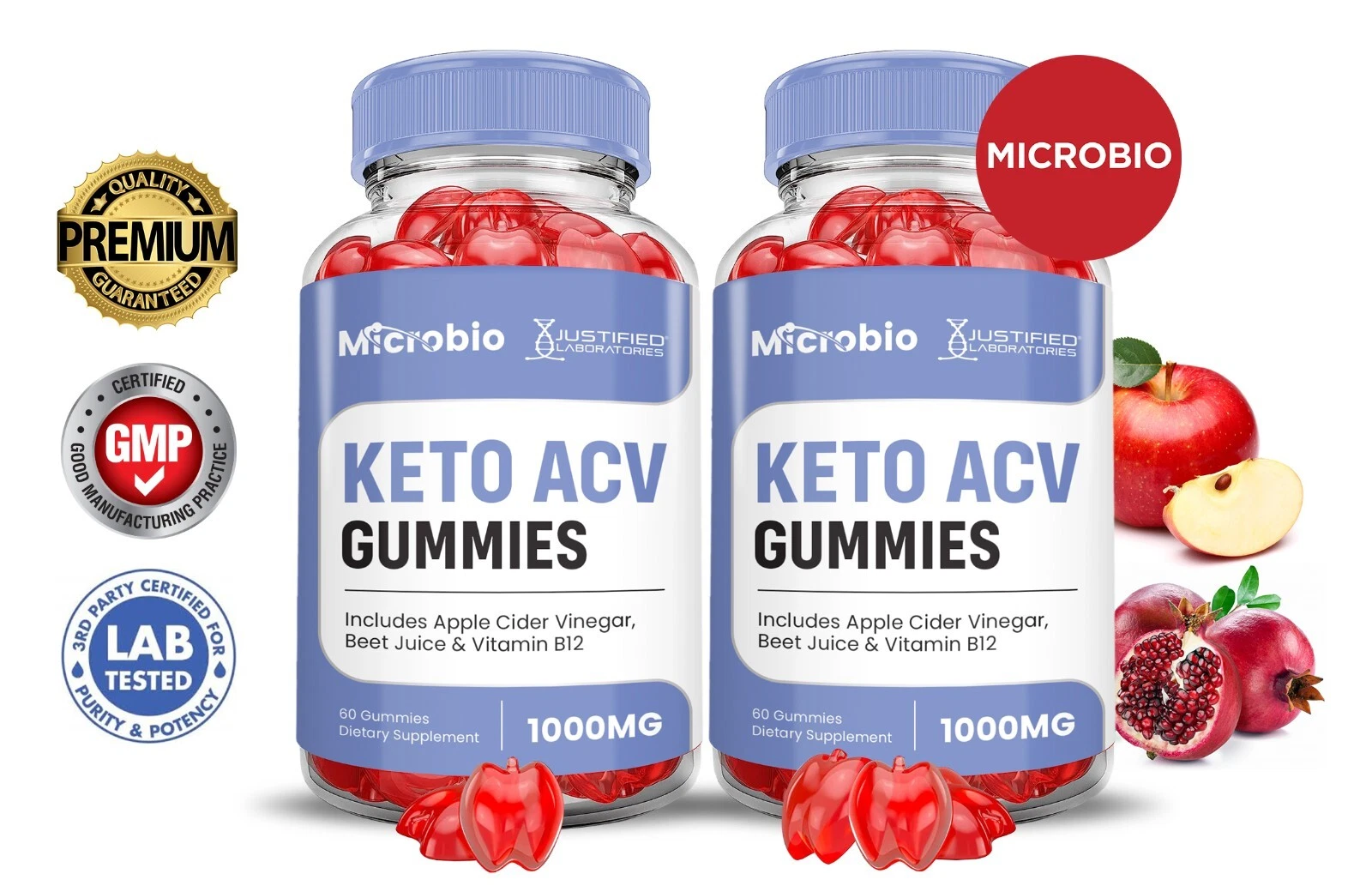 Microbio Keto ACV Gummies 1000MG Apple Cider Vinegar 120 Gummys