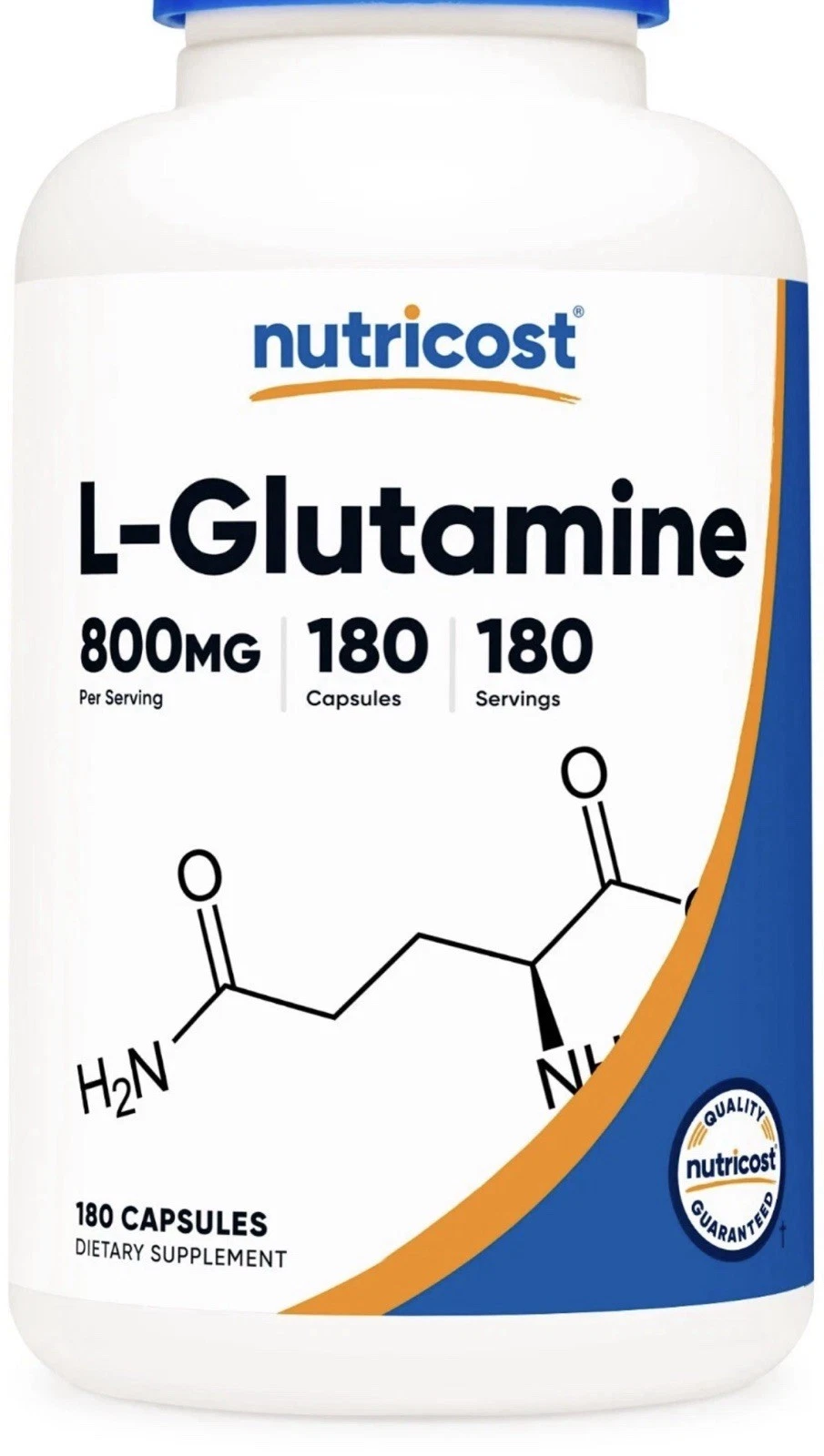 Nutricost L-Glutamine 800mg, 180 Capsules - Gluten Free, Non-GMO, High Quality