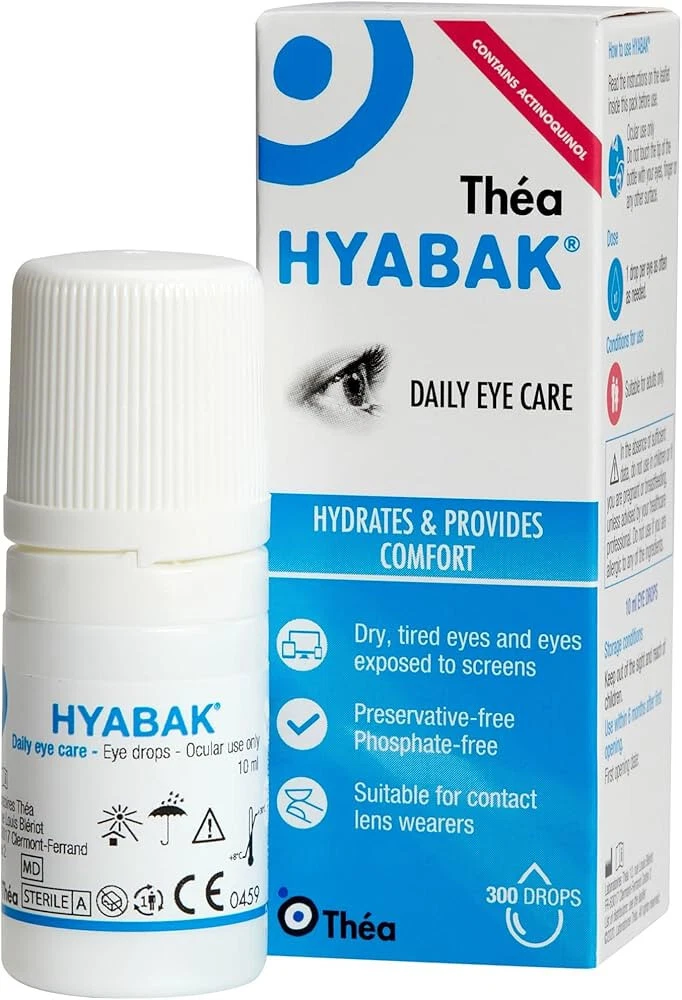 Thea Hyabak eye drops 0.15%, 10 ml moisturizing and lubricating for dry or tired