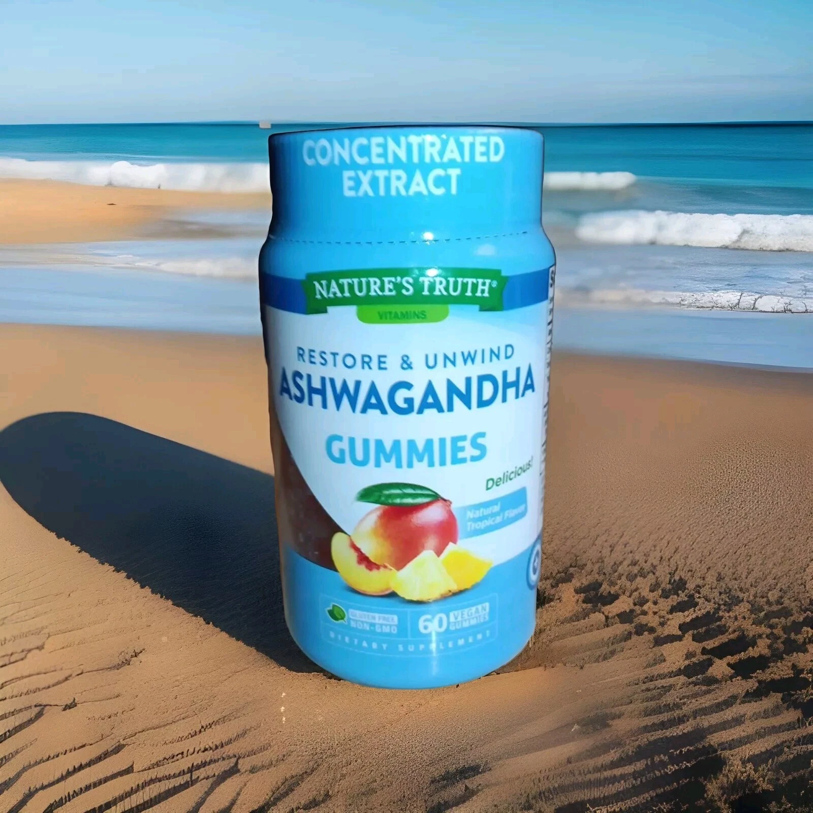 Nature's Truth Restore & Unwind Ashwagandha Gummies 60 Ct Tropical Flavor