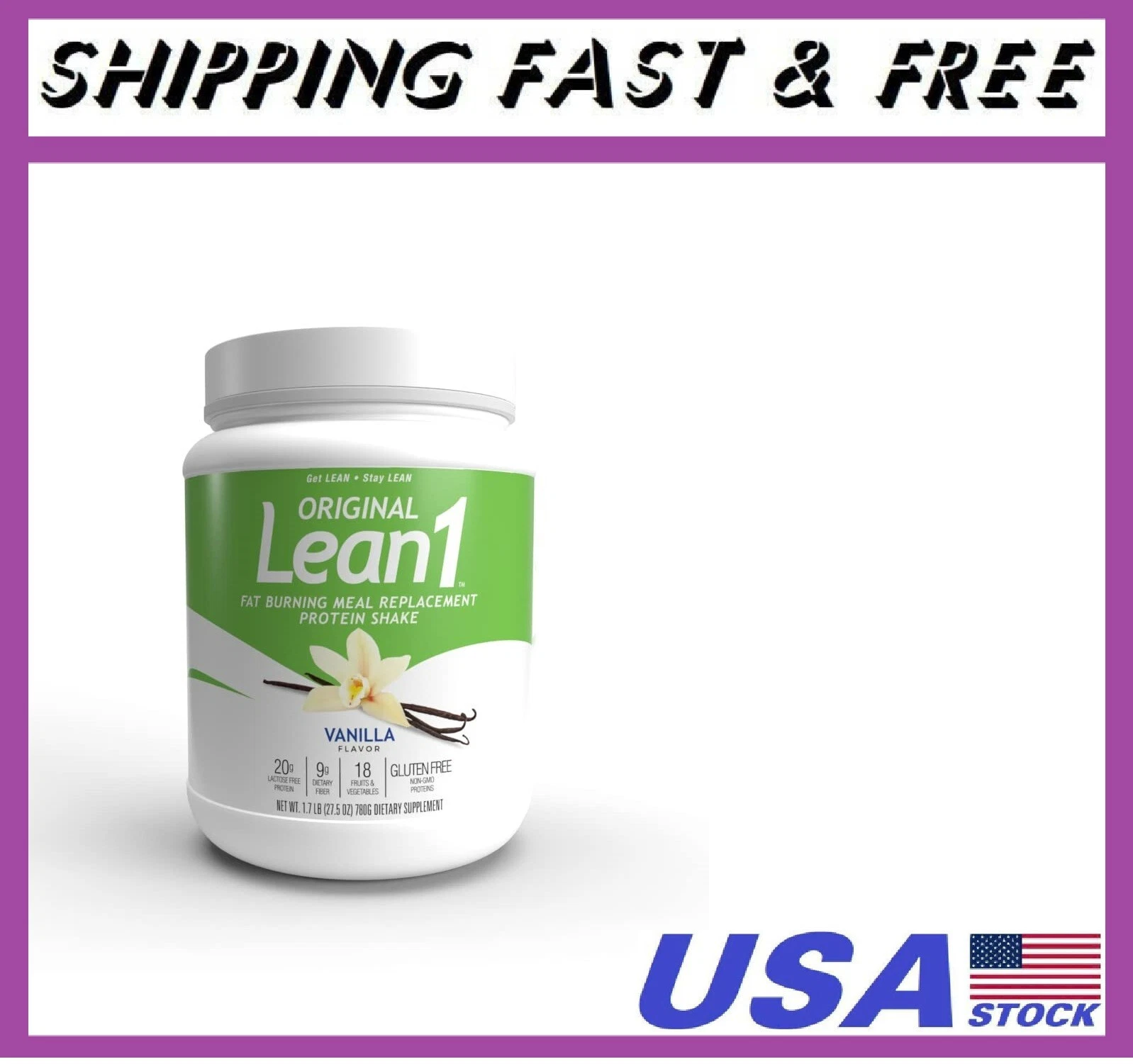 Nutrition 53 Lean 1 Fat Burning Protein Shake, Vanilla Flavor, 15 Serving Tub