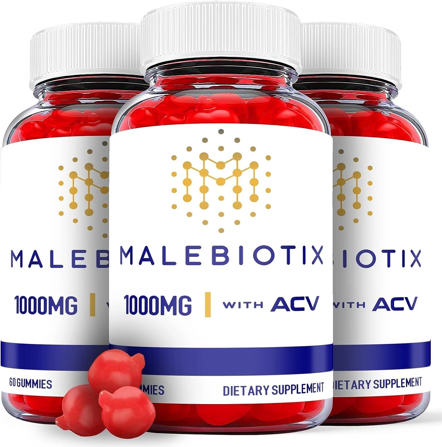 (3 Pack) Malebiotix Gummies - Male Enhancement Support Supplement - 180 Gummies