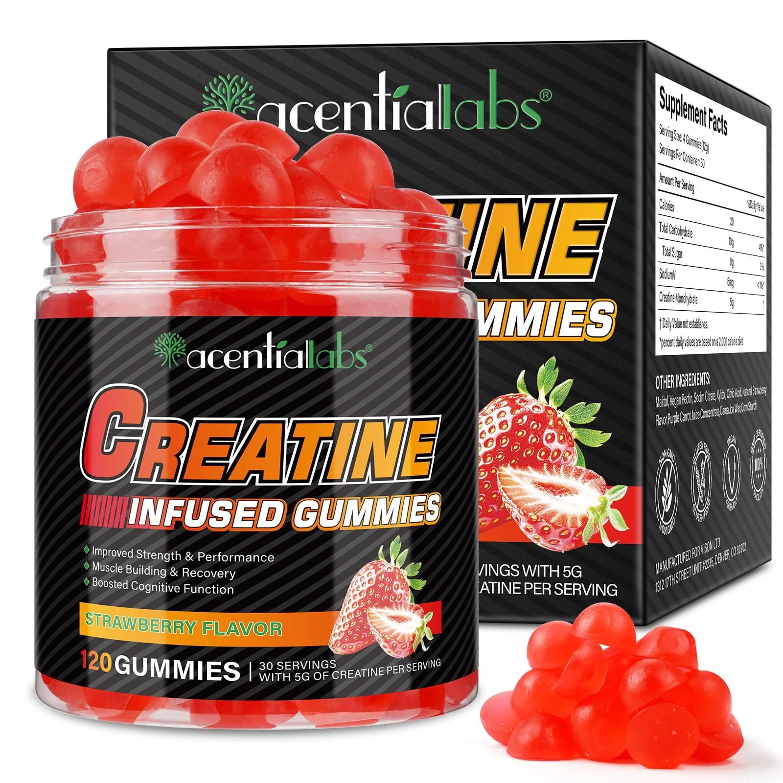WeiWeiLa Creatine Monohydrate Gummies Creatine Monohydrate per Serving Chewab...