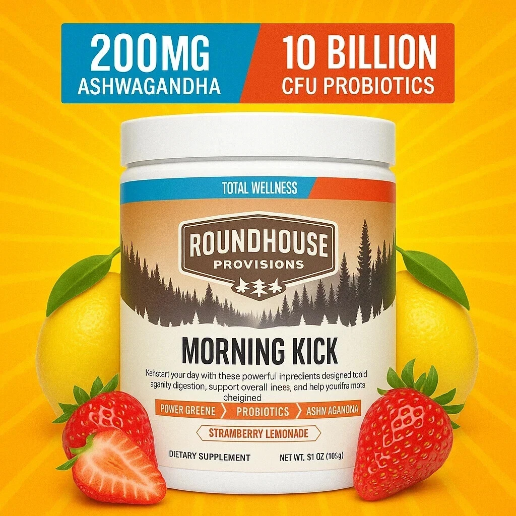 By Chuck Norris Morning Kick, Greens Superfood Powder Supplement with Ashwaganda