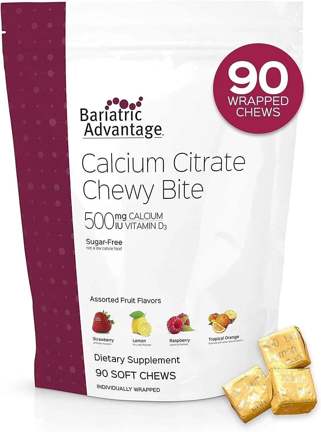 Calcium Citrate Chewy Bites 500 mg - for Bariatric Surgery Patients - Vitamin...