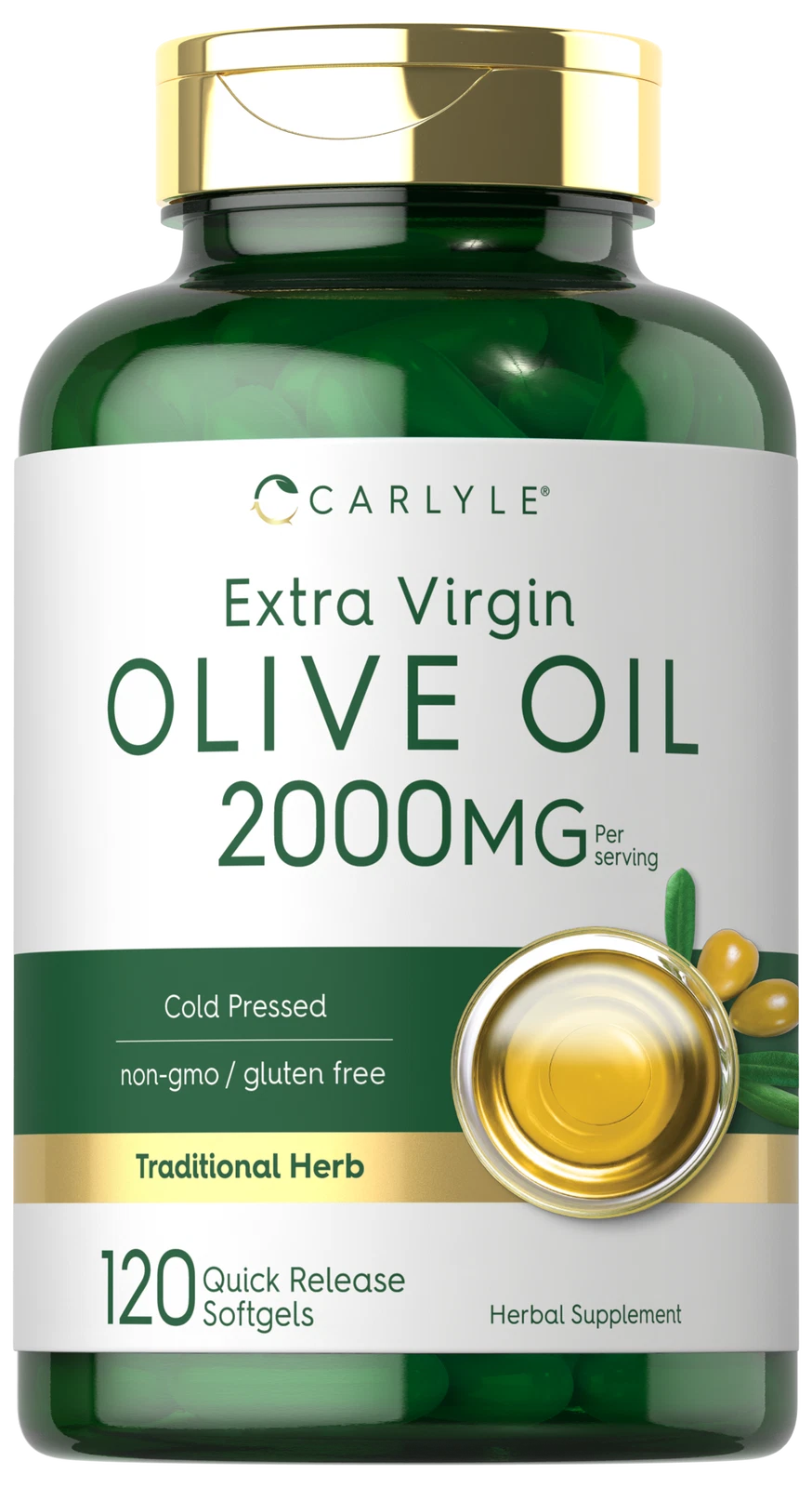 Olive Oil Softgels 2000mg | 120 Count | Cold Pressed, Extra Virgin | by Carlyle