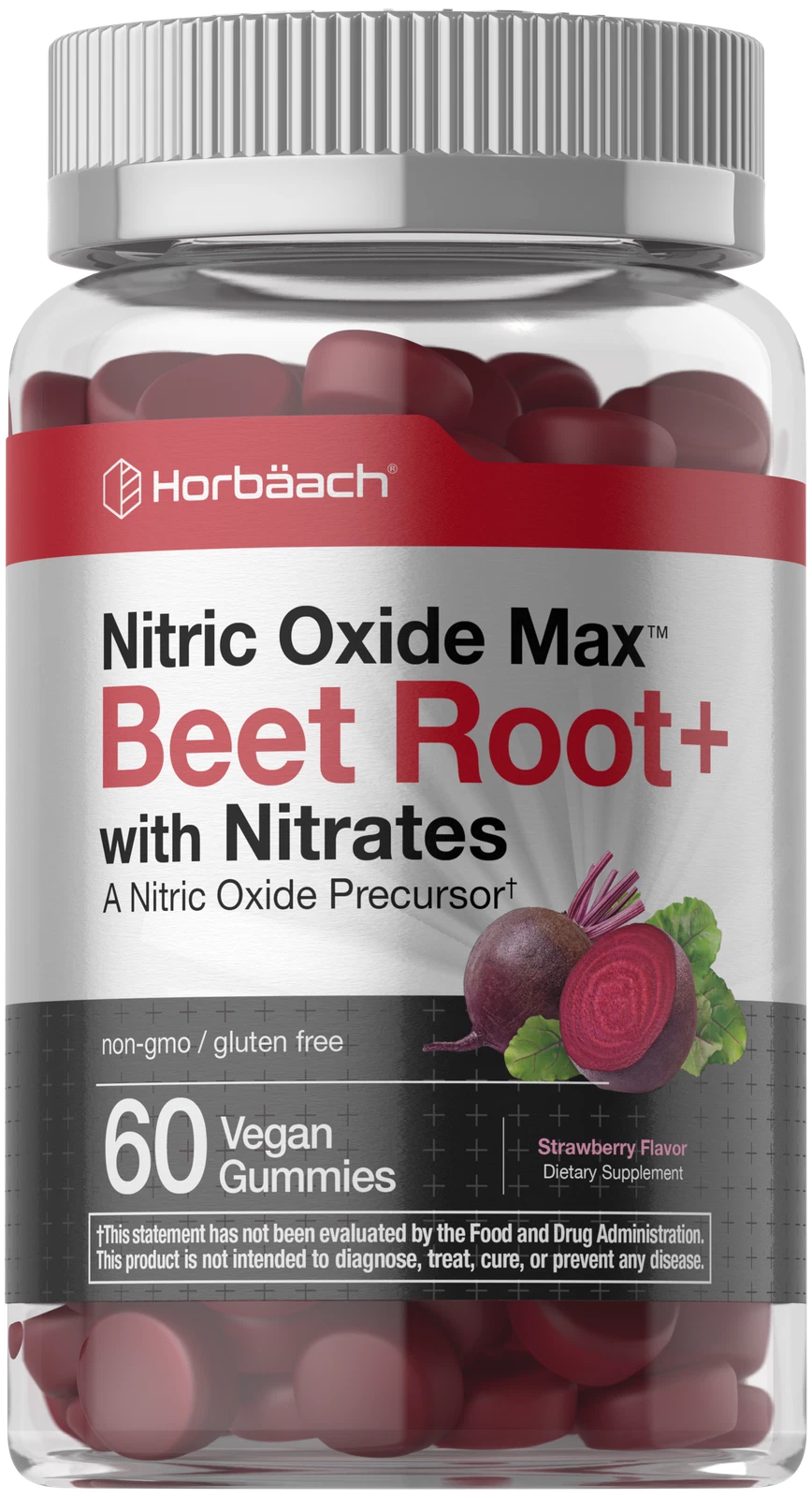 Nitric Oxide Beet Root | 60 Vegan Gummies | With Nitrates | by Horbaach