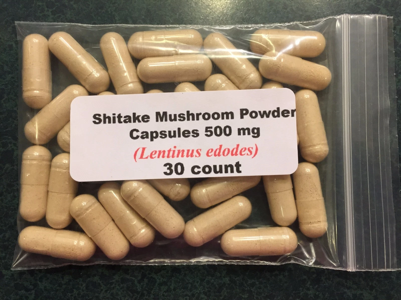 Shitake Mushroom Powder Capsules (Lentinus edodes) 500mg 30 count