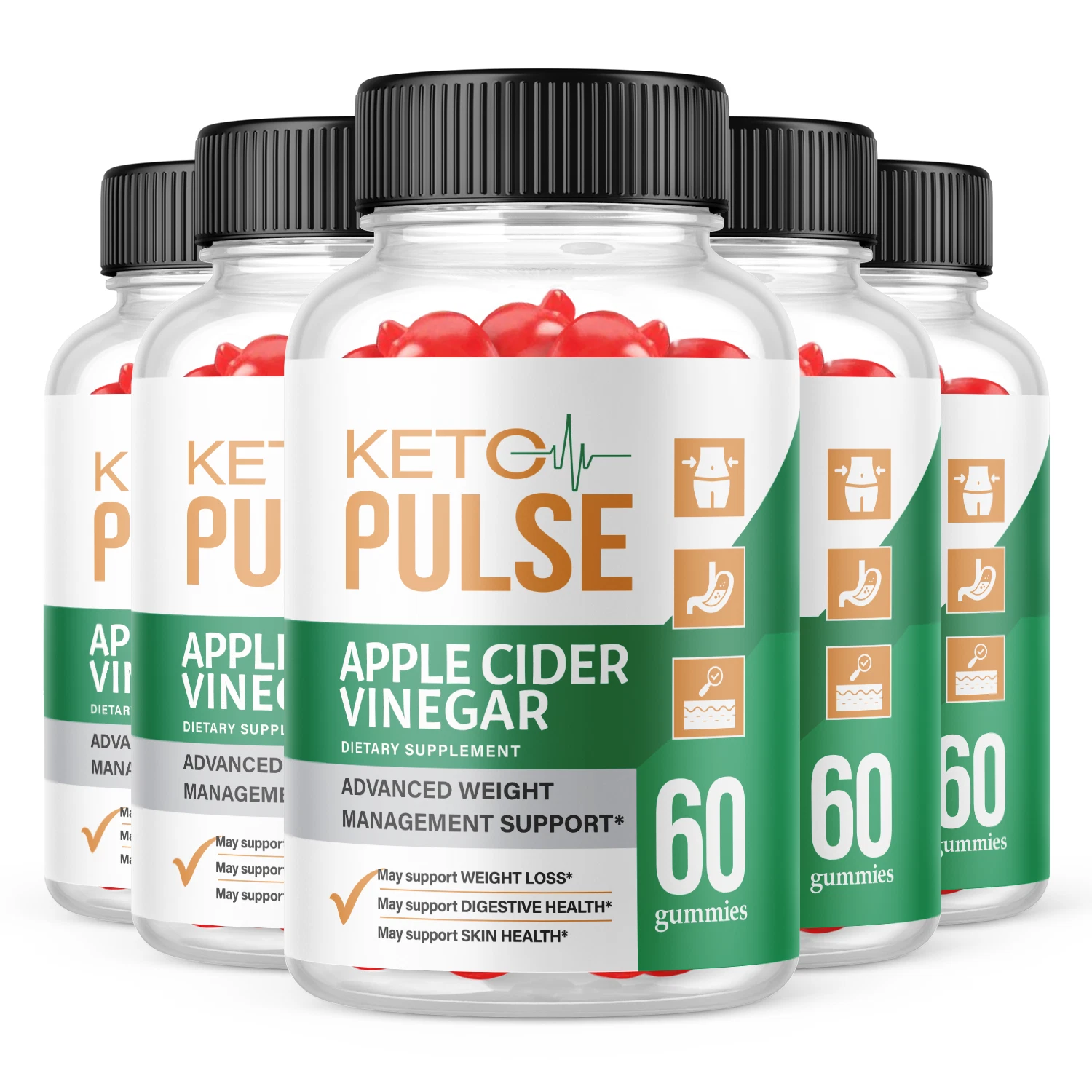 5 Pack - Keto Pulse ACV Gummies - Vegan, Weight Loss Supplement - 300 Gums