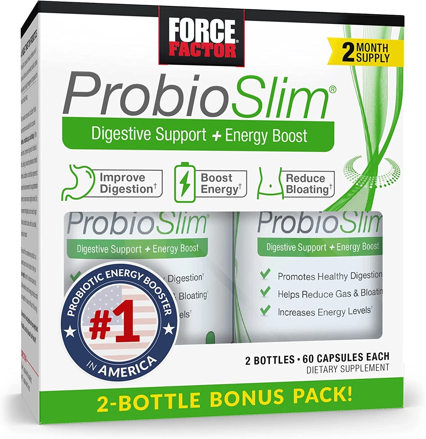Force Factor ProbioSlim Probiotic Supplement Weight Loss - Unisex (120 Capsules)