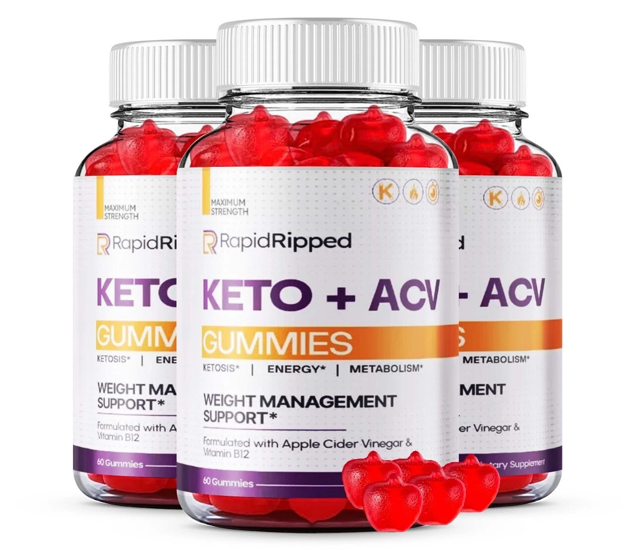 RapidRipped Keto ACV Gummies, Max Strength Official Rapid Ripped Gummy (3 Pack)