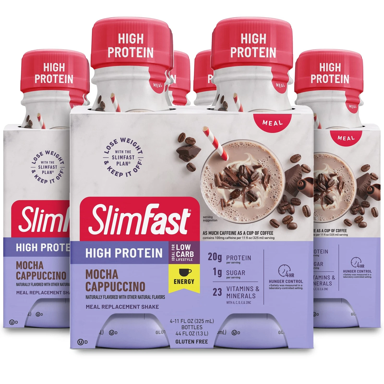 SlimFast Advanced Energy High Protein Meal Replacement Shake, Mocha Cappuccin...