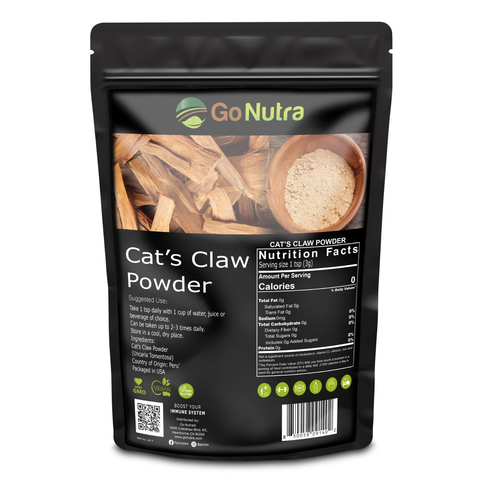 Cat's Claw Powder 8oz From Peru Wild Pure Cats Claw Supplement Non-Gmo