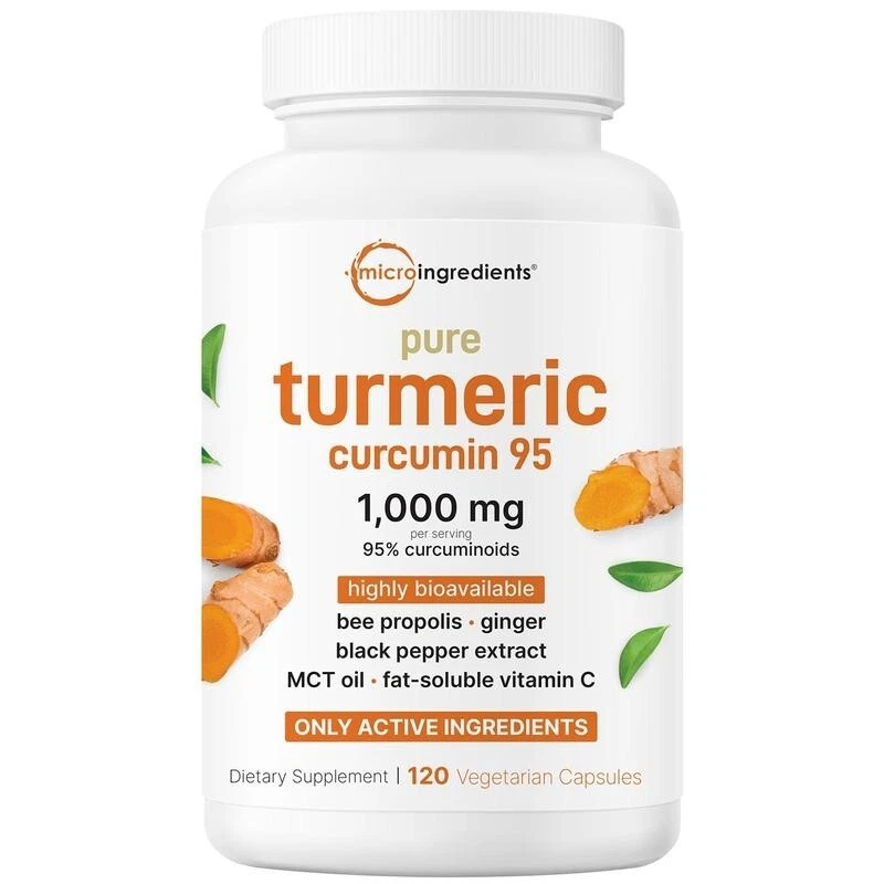 Turmeric Curcumin 95% – 1000mg with Ginger, Black Pepper, MCT – 120 Veggie Caps