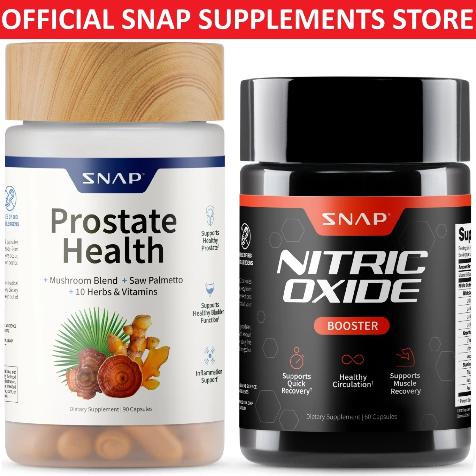 SNAP Prostate Health Nitric Oxide Booster Saw Palmetto L-Arginine L-Citrulline
