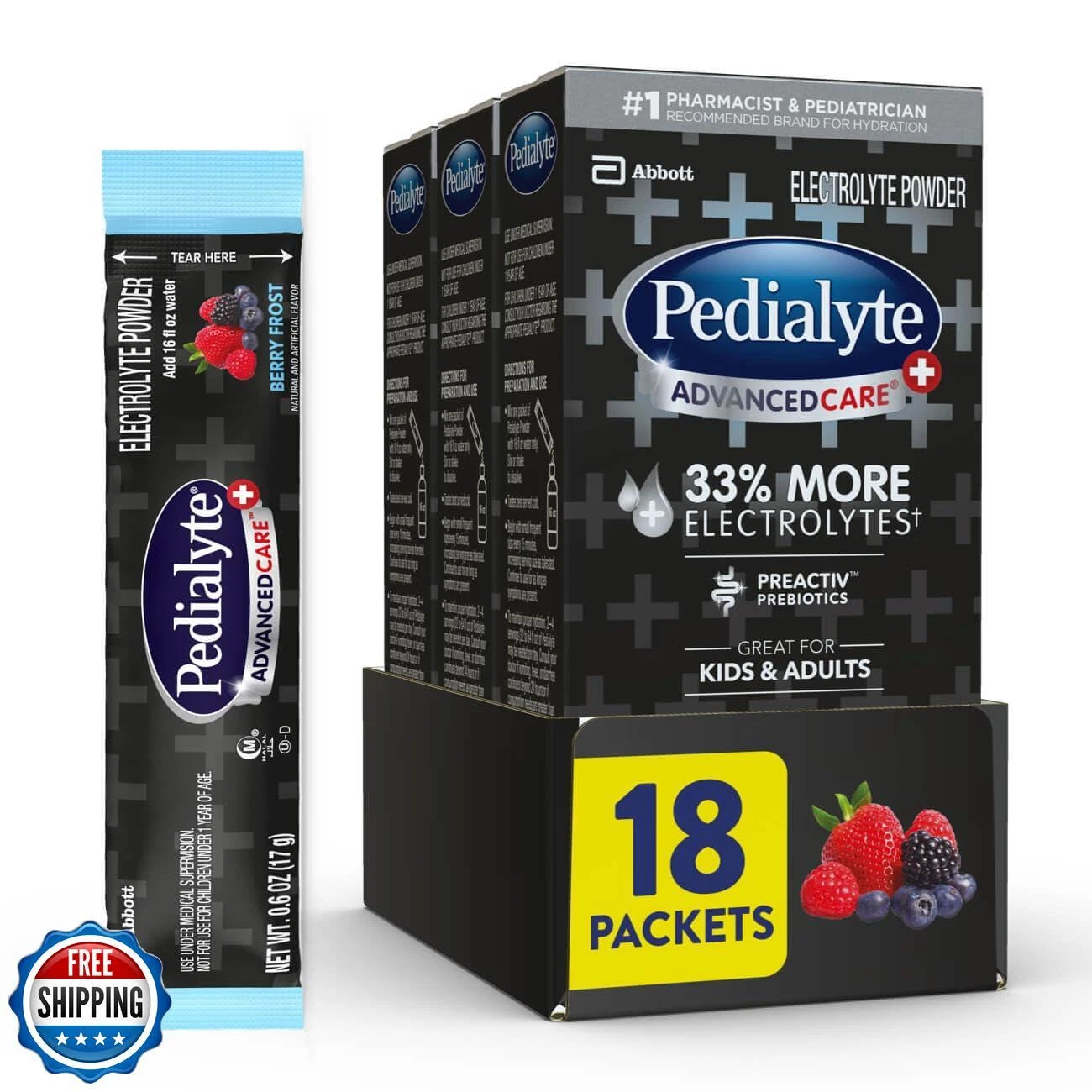Pedialyte AdvancedCare Plus Electrolyte Powder, Has 33% More Electrolytes and