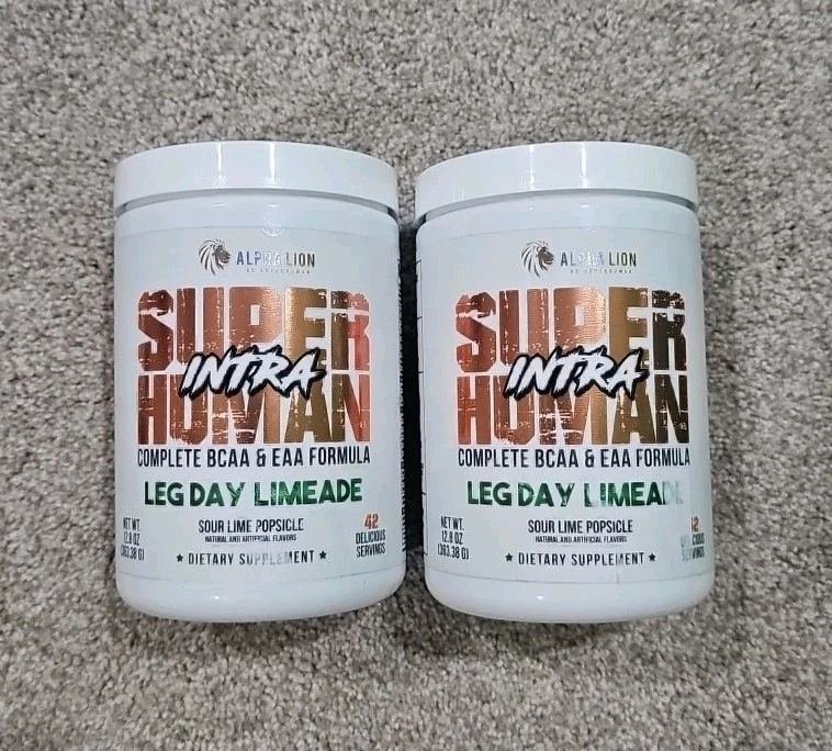X2 Lot- ALPHA LION Superhuman Intra Workout Powder, Amino Acids *Leg Day Limade