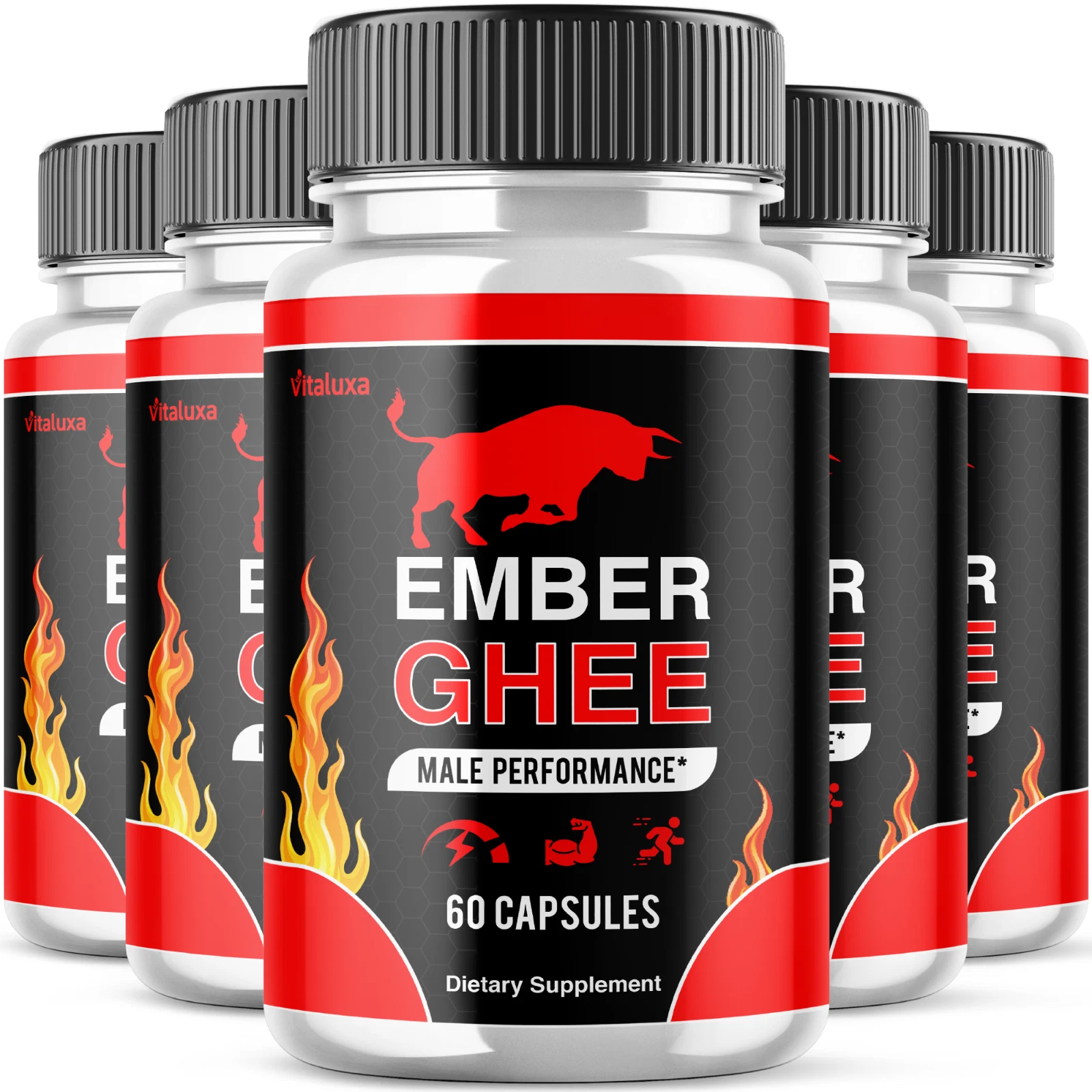 (5 Pack) Ember Ghee Male Support for Maximum Strength Supplement (300 Capsules)