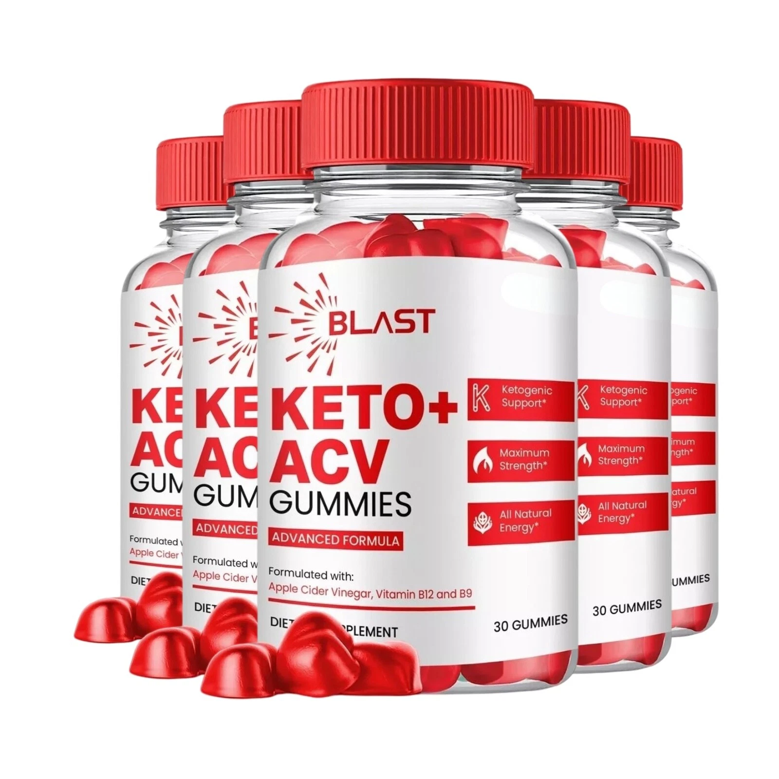 5-Pack Blast Keto ACV Gummies - Blast Keto Gummies for Weight Loss - 300 Gummies