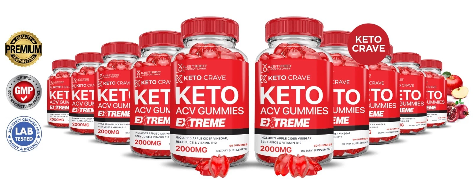 Keto Crave Extreme ACV Gummies 2000MG Apple Cider Vinegar 600 Gummys