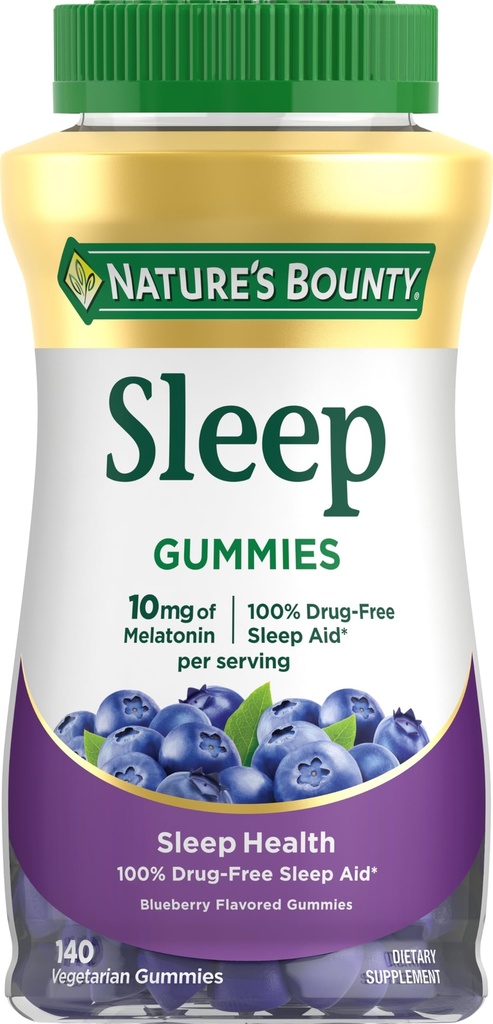 Nature’s Bounty 10 mg Melatonin Gummy, 100% Drug Free Sleep Supplement, 10 mg,