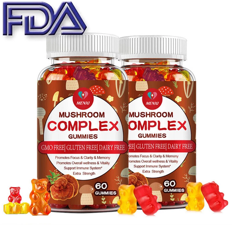 Mushroom Extract Complex Gummies Nootropic Brain Booster Increase Focus 120Gummy