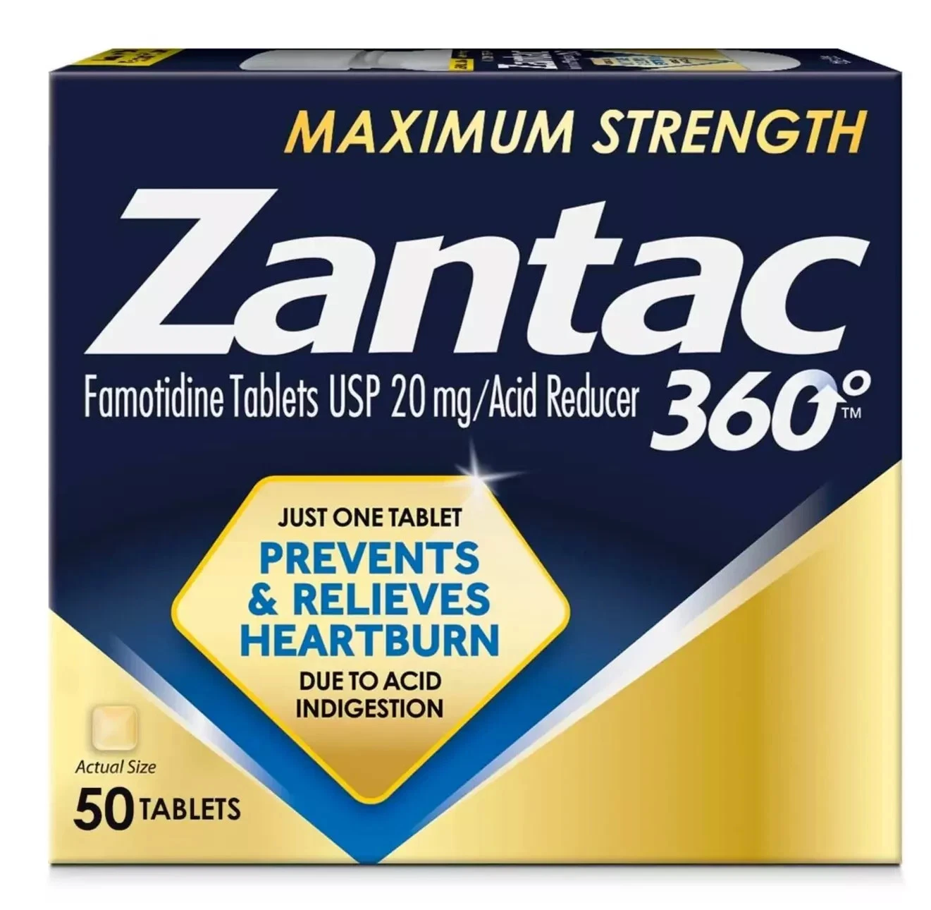 SEE DSC Zantac 360 Maximum Strength Heartburn Relief - 50 Tablets - Exp 07/26