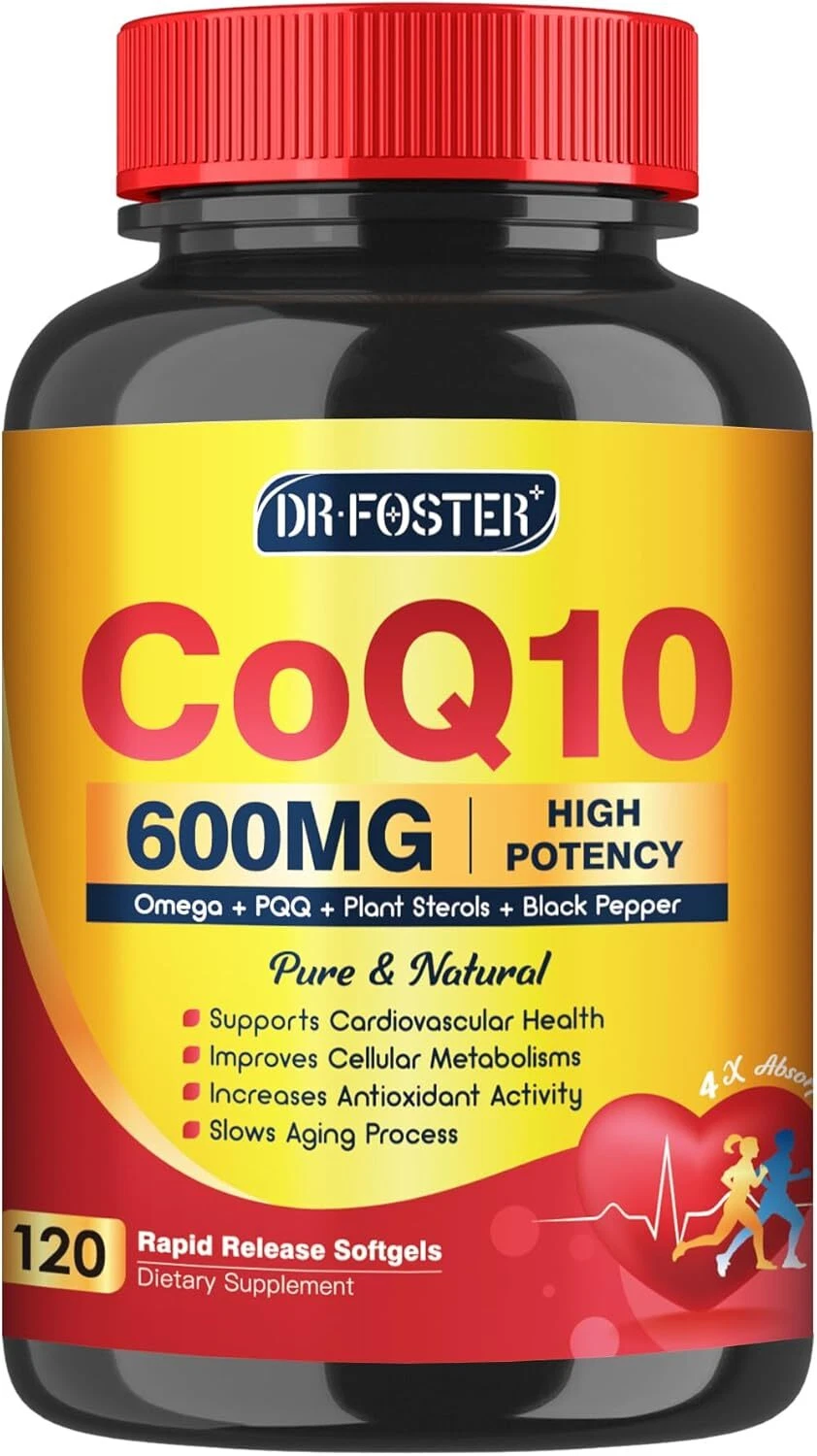 CoQ10 600 mg Softgels CoQ10 Supplement - CQ10 Coenzyme-Q10 with Omega 3 & PQQ &