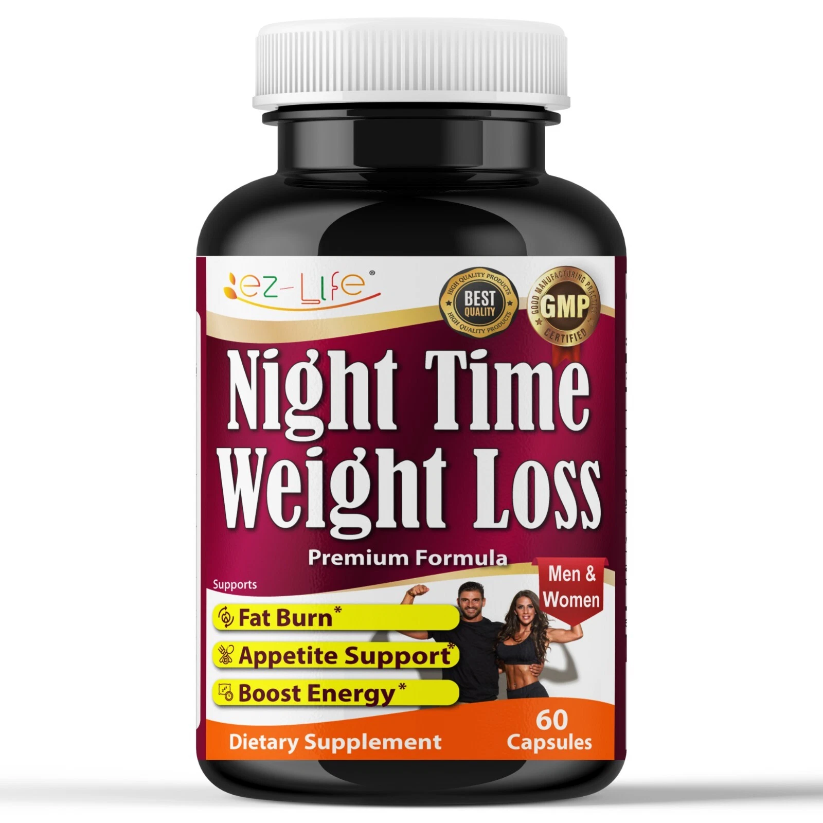Night Time Body Fat Burn, Pure Weight Loss Metabolism Support Sleep Aid 60 Caps
