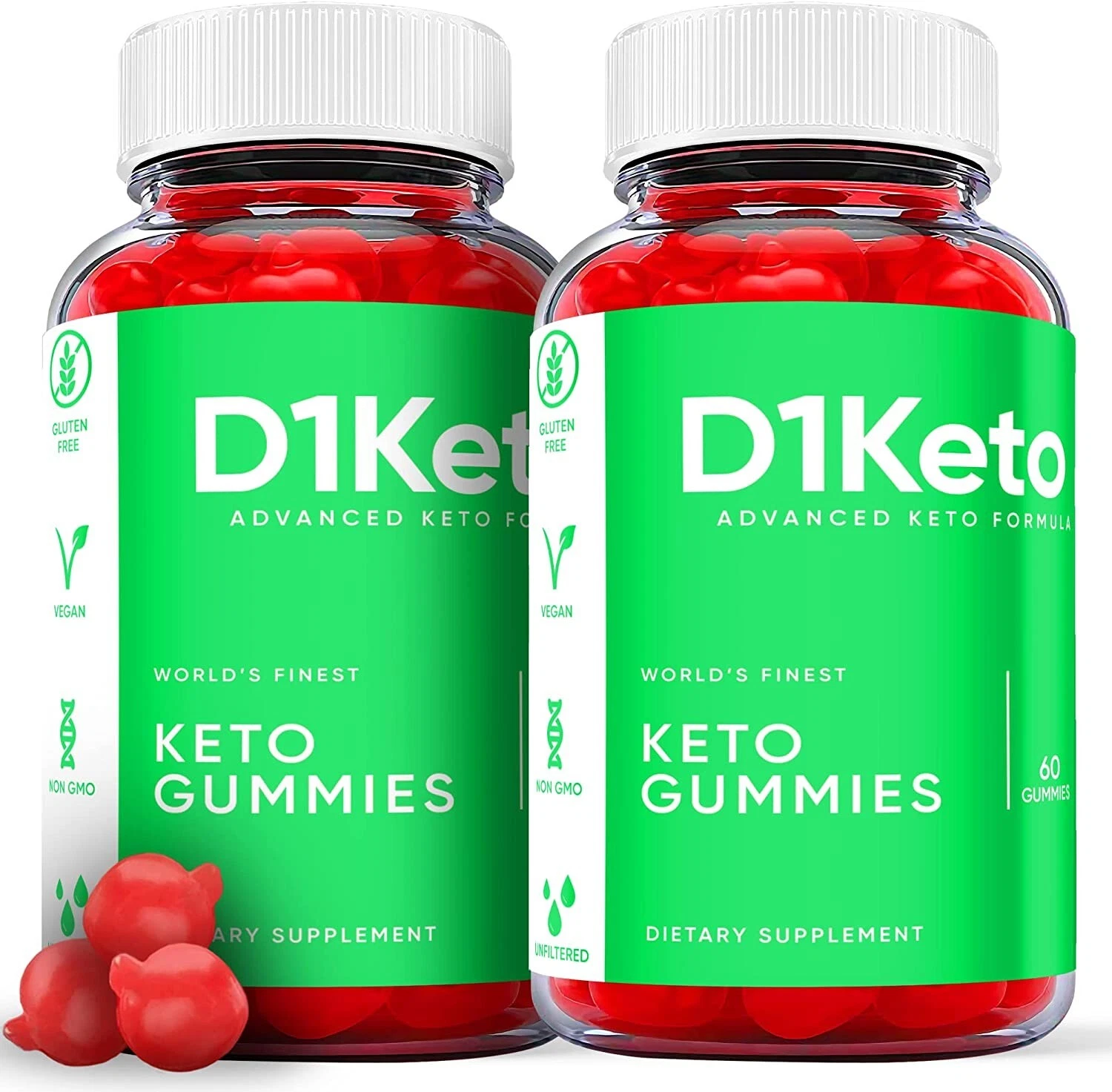 (2 Pack) D1 Keto Gummies - D1 Keto ACV Gummies Weight Loss, Vegan - 120 Gummies