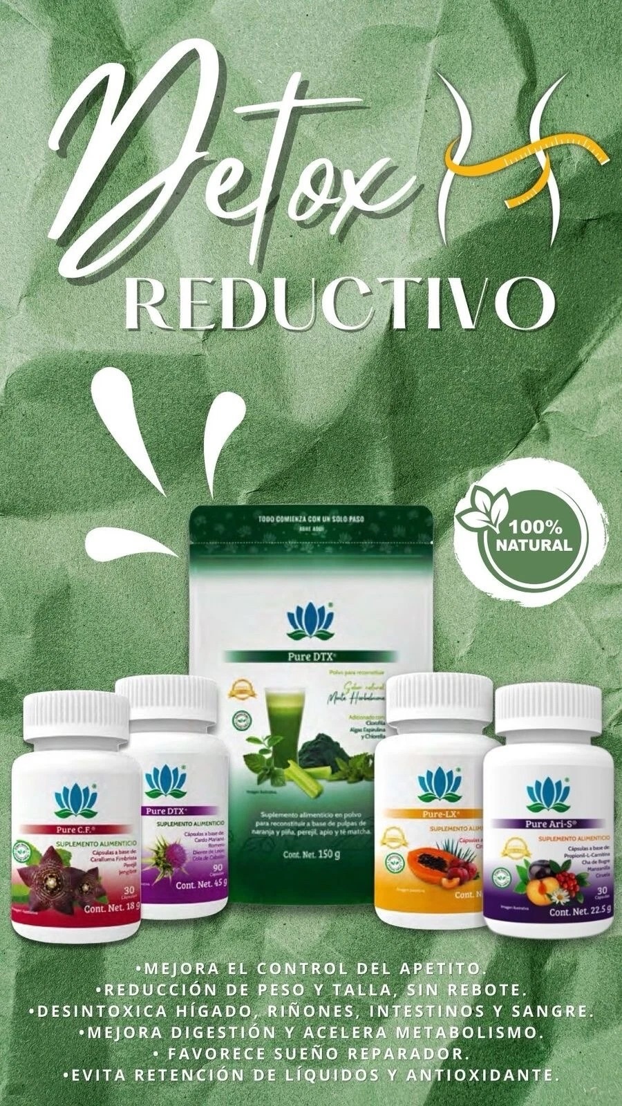 Kit Dtox Reduce “Baja Tallas En El Primer Mes” By Pure Health