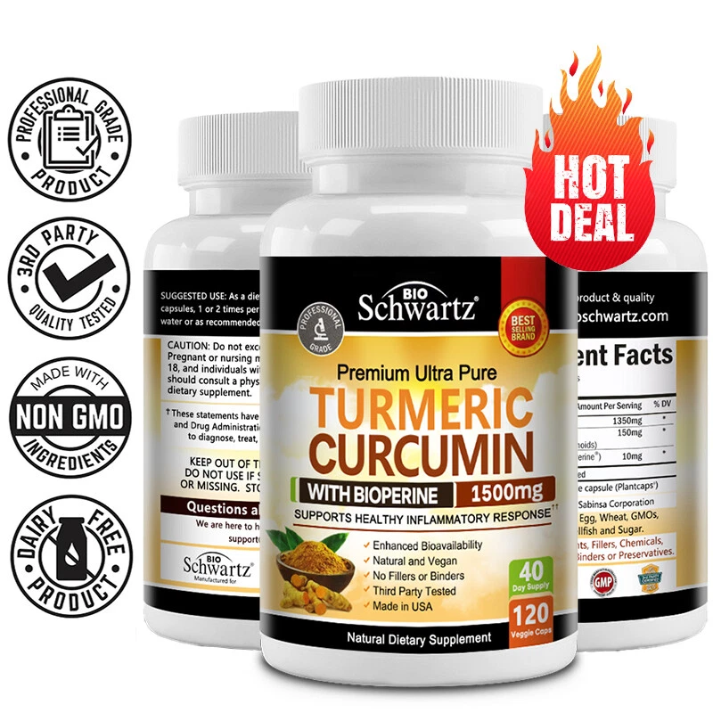 Turmeric Capsules 1500mg + Ginger + Black Pepper | 120 Capsules - Supplement
