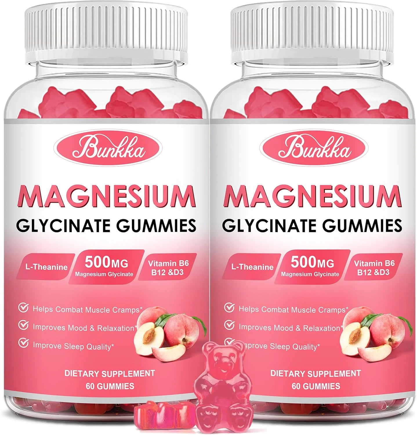 (2 Pack) Magnesium Glycinate Gummies-Magnesium Glycinate 500Mg, Magnesium Com...