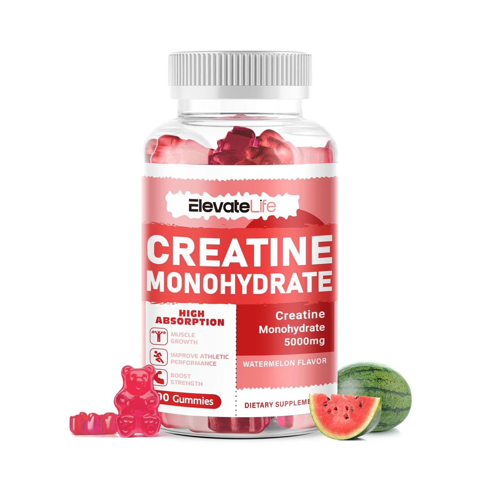 ElevateLife Creatine Monohydrate Gummies 5000mg for Men & Women Chewables Cre...