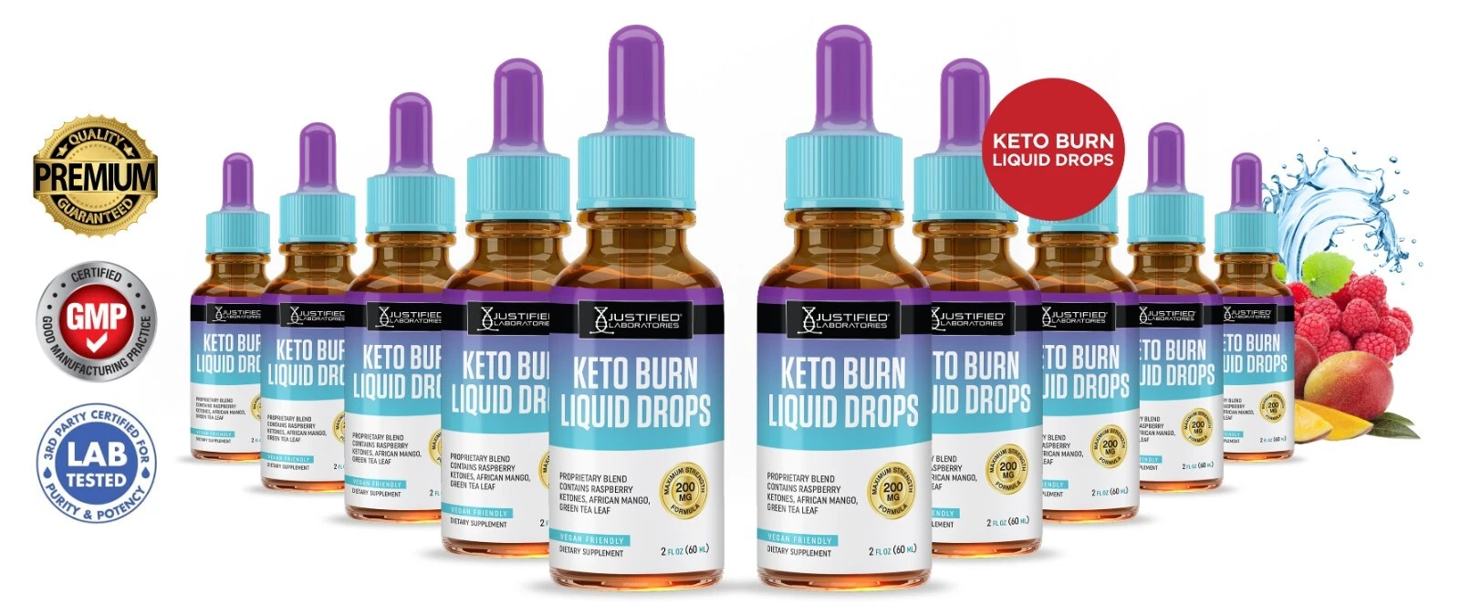 Keto Burn Liquid Keto Drops Proprietary Blend of Raspberry Ketones 10 Bottles