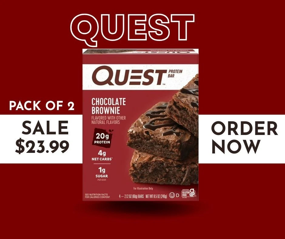 Quest Protein Bar, Chocolate Brownie Flavor, 20g of Protein, Gluten Free, 8Count
