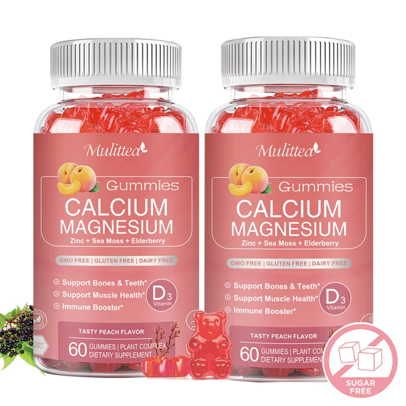 (2Pack) Calcium Magnesium Zinc Gummies For Bone Health Muscle Improvement