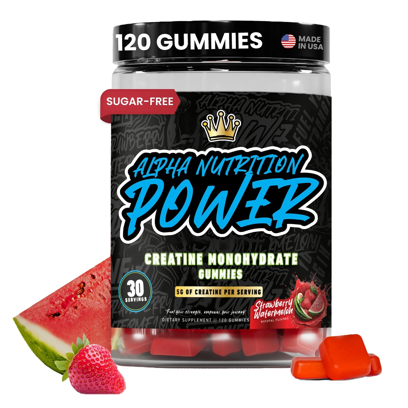 Alpha Nutrition Power Creatine Monohydrate Gummies 5g for Men & Women Supplem...