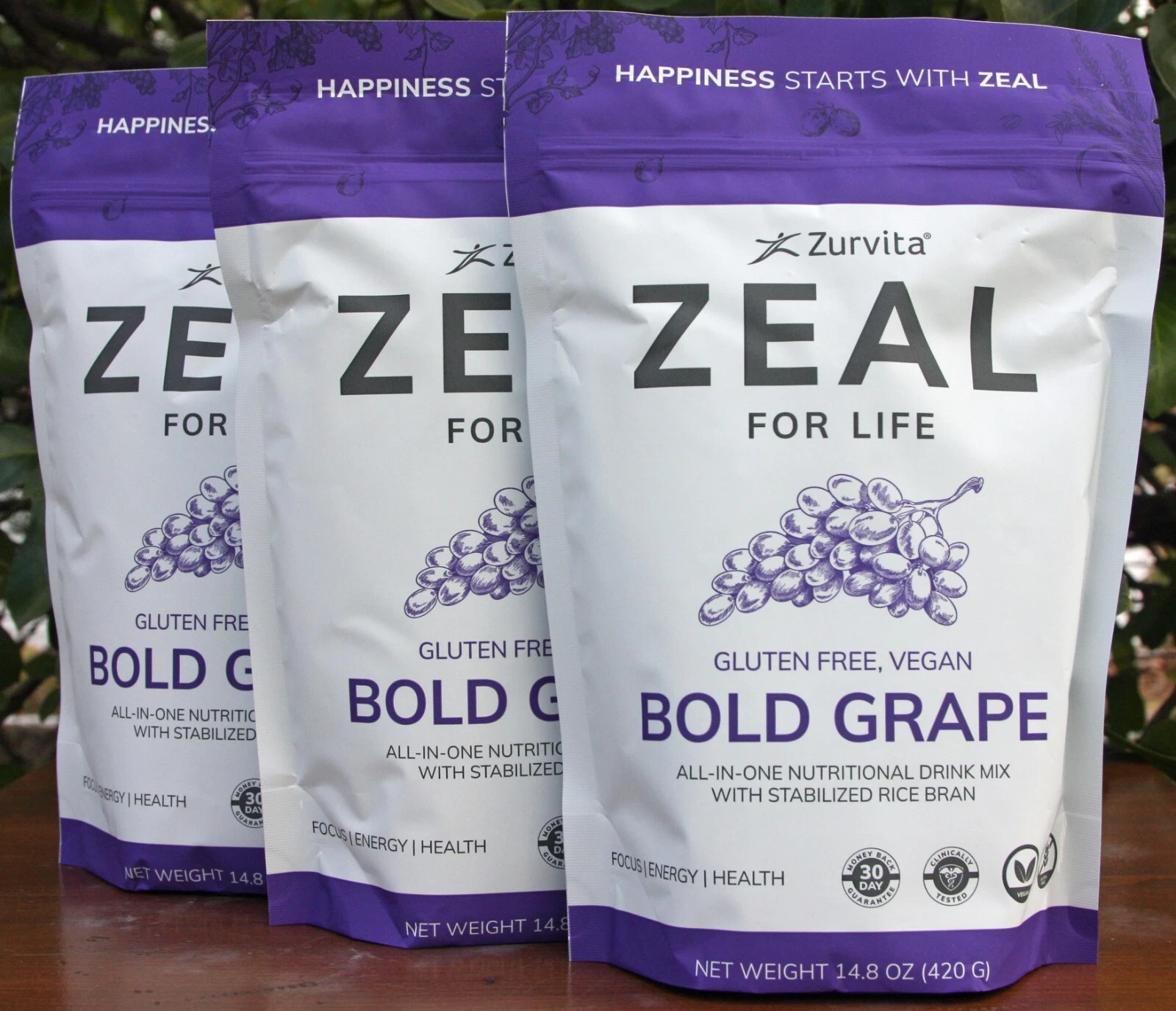 *3-Pack* Zurvita Zeal 30-Day Wellness Bag, Vegan Bold Grape