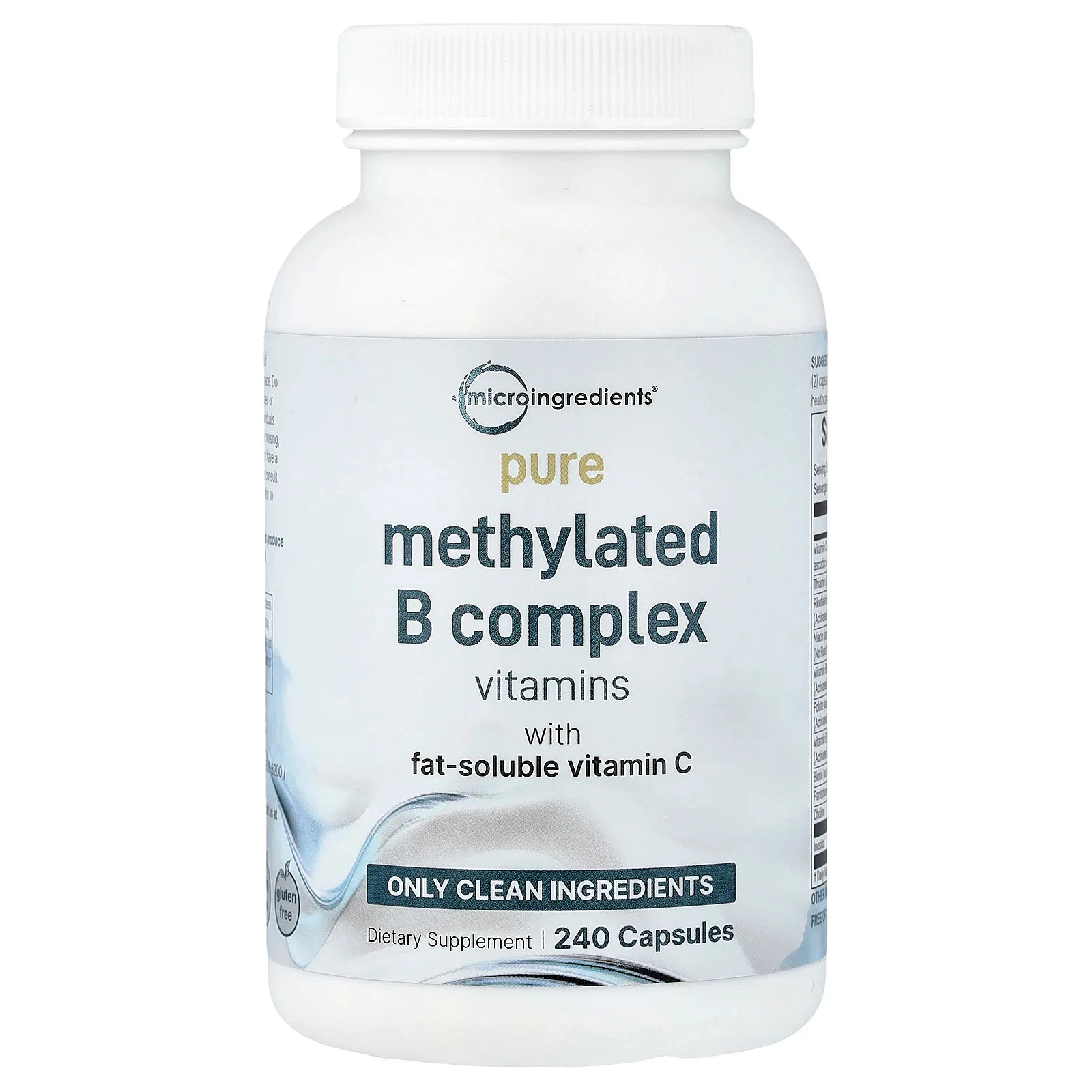 Pure Methylated B Complex Vitamins with Vitamin C, 240 Capsules