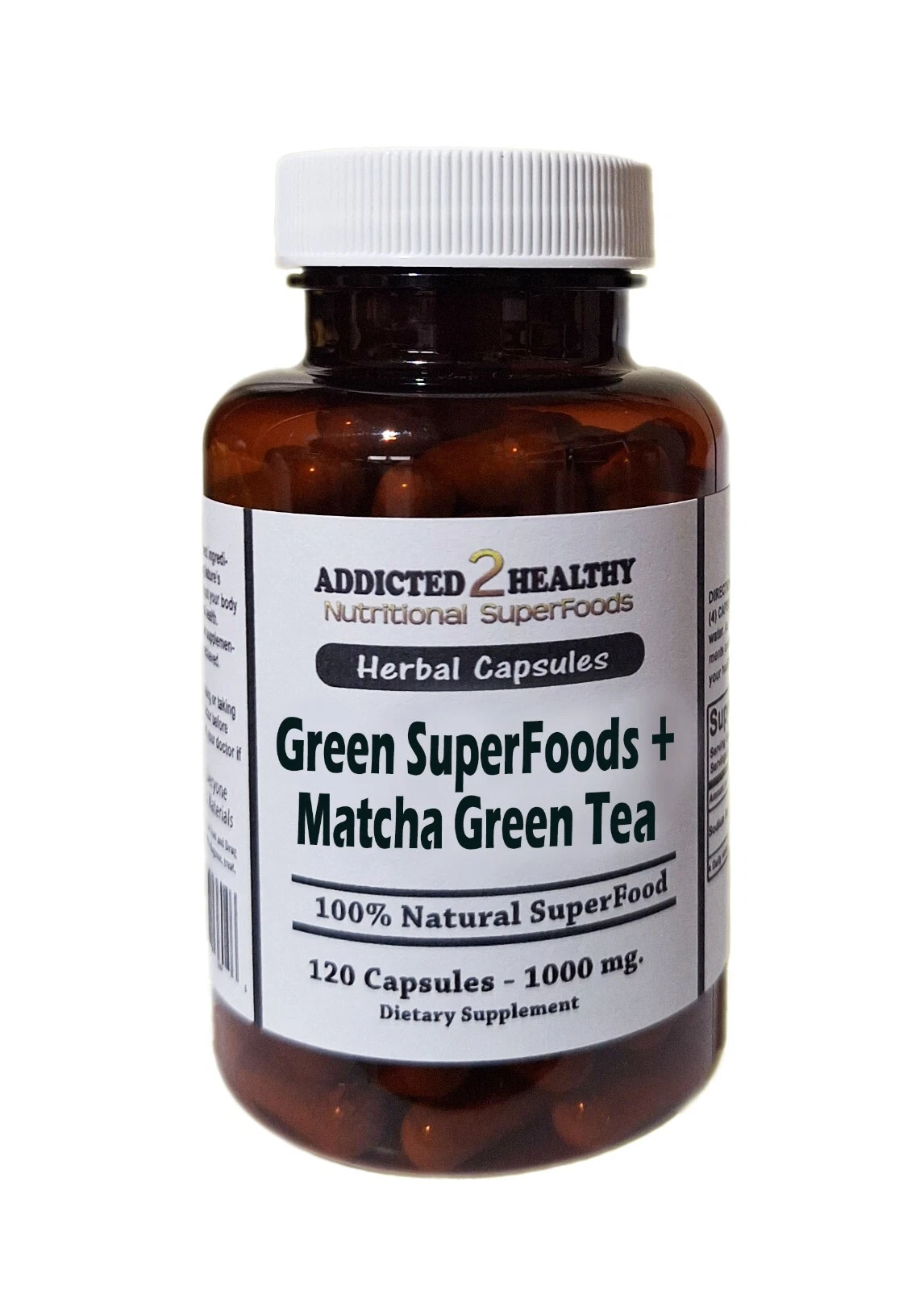 120 Green SuperFoods + Matcha Green Tea Capsules - Immunity, Energy,Antioxidants