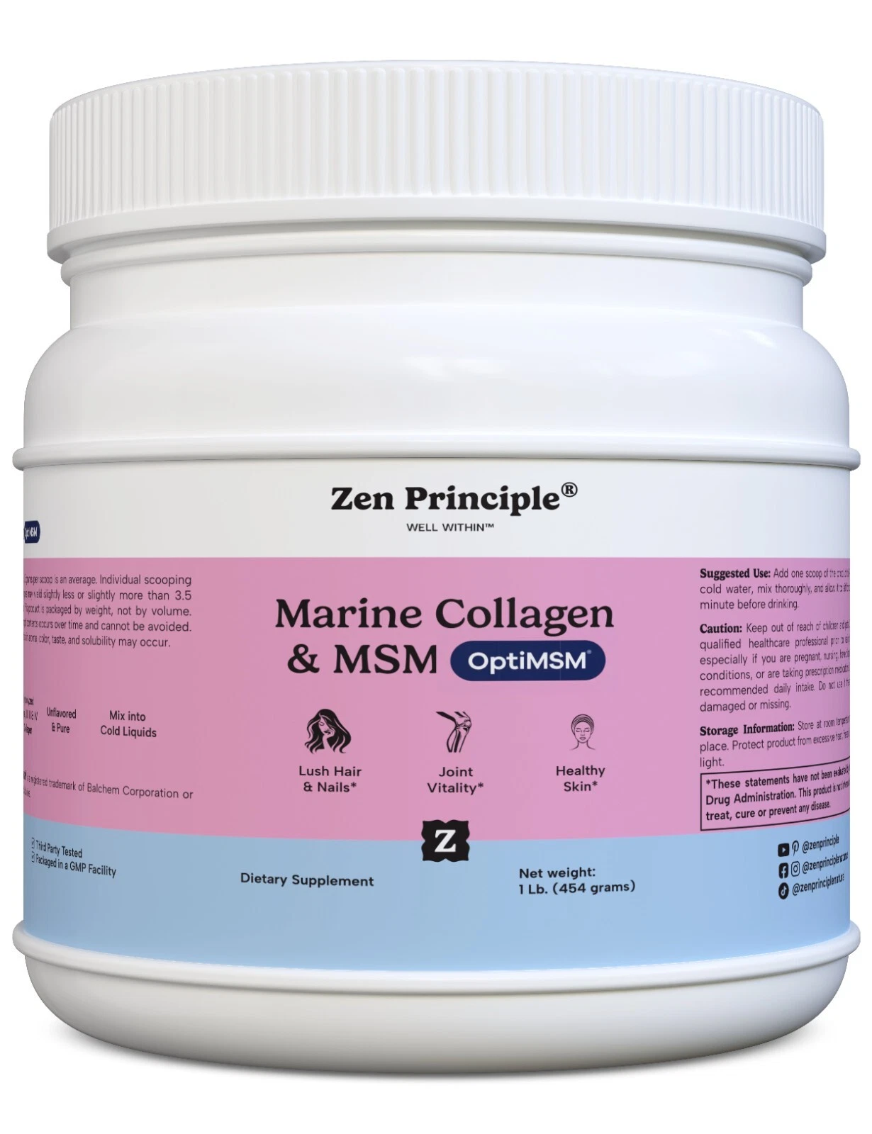 Marine Collagen Peptides Powder with OptiMSM® Supplement 16oz