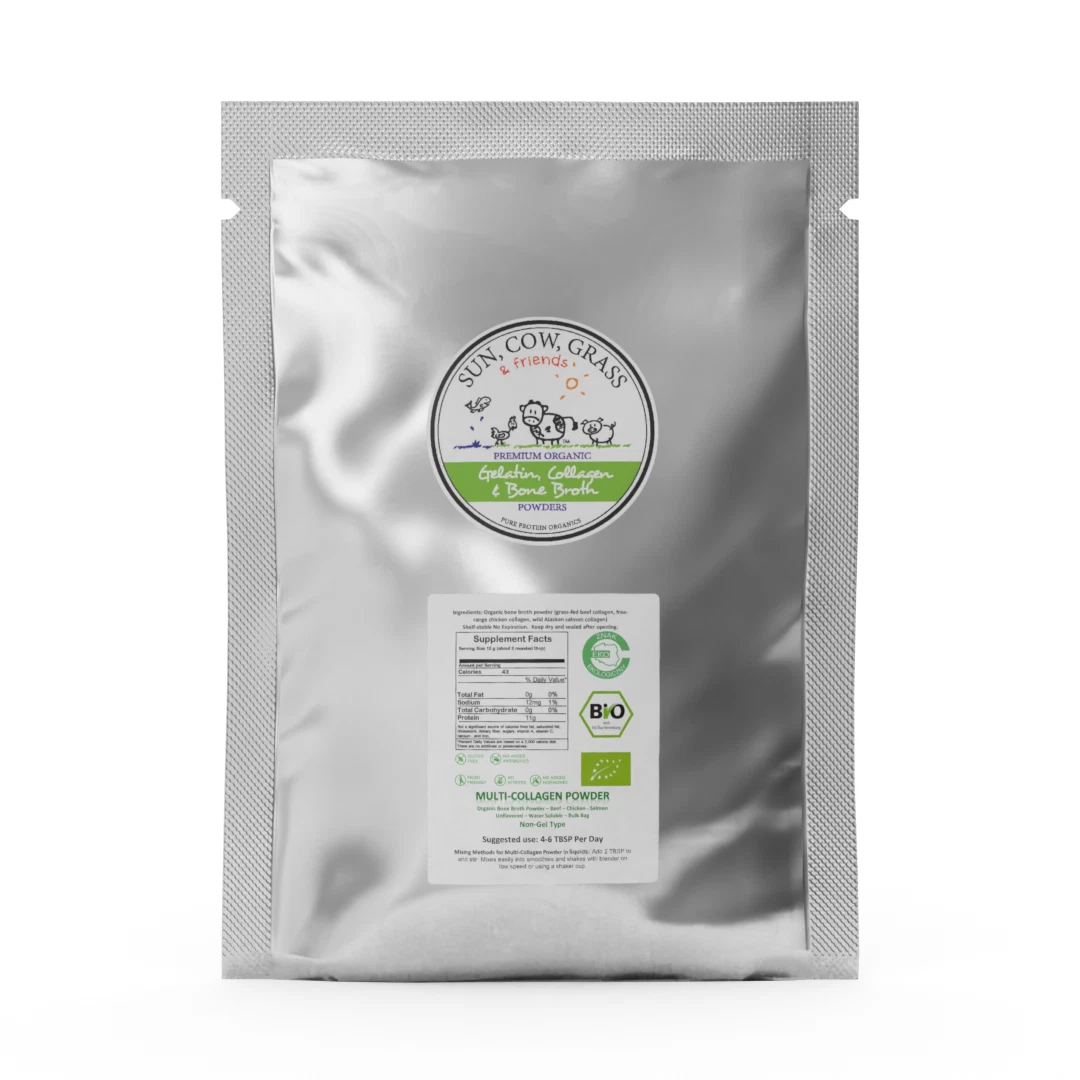 Multi-Collagen Powder - Mixes with water - Pure Protein Organics 2lb - Grass-fed