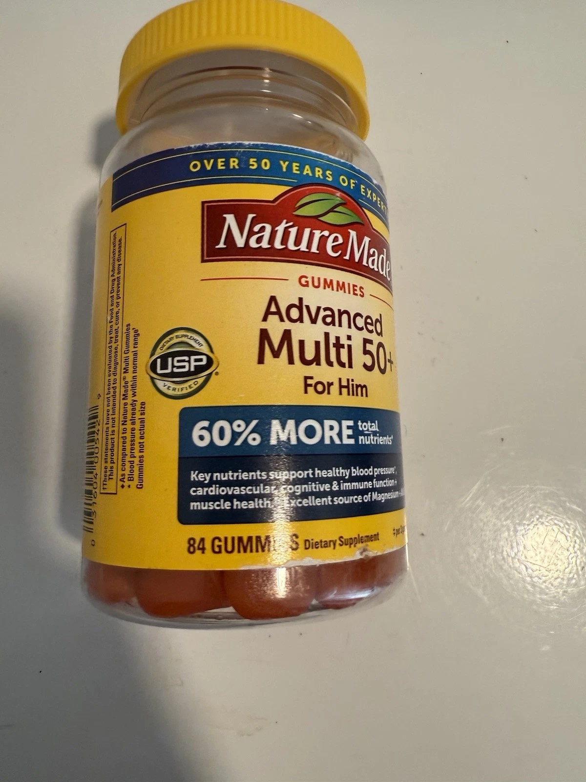 Nature Made Advanced Multivitamin Gummies 50+ for Him with Magnesium, 84 Gummies