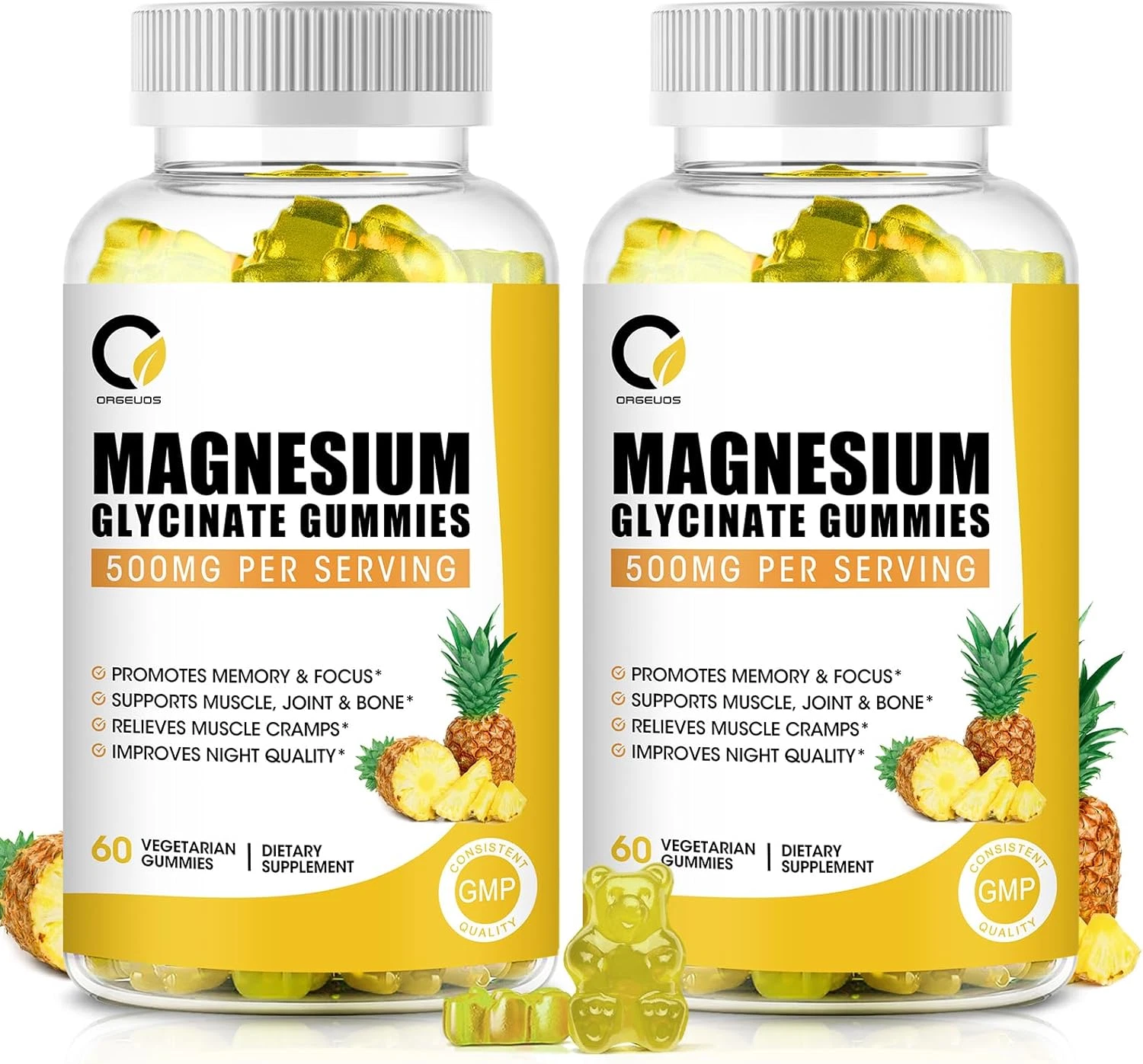 (2 Pack) Magnesium Glycinate Gummies, High-Absorption Magnesium Supplement wi...
