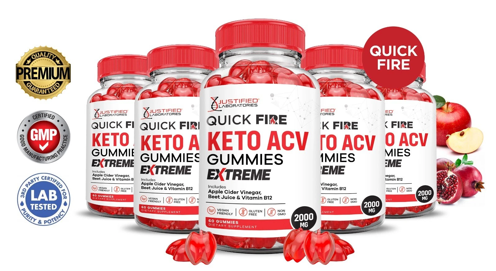 Quick Fire Keto Extreme ACV Gummies 2000MG Apple Cider Vinegar 300 Gummys
