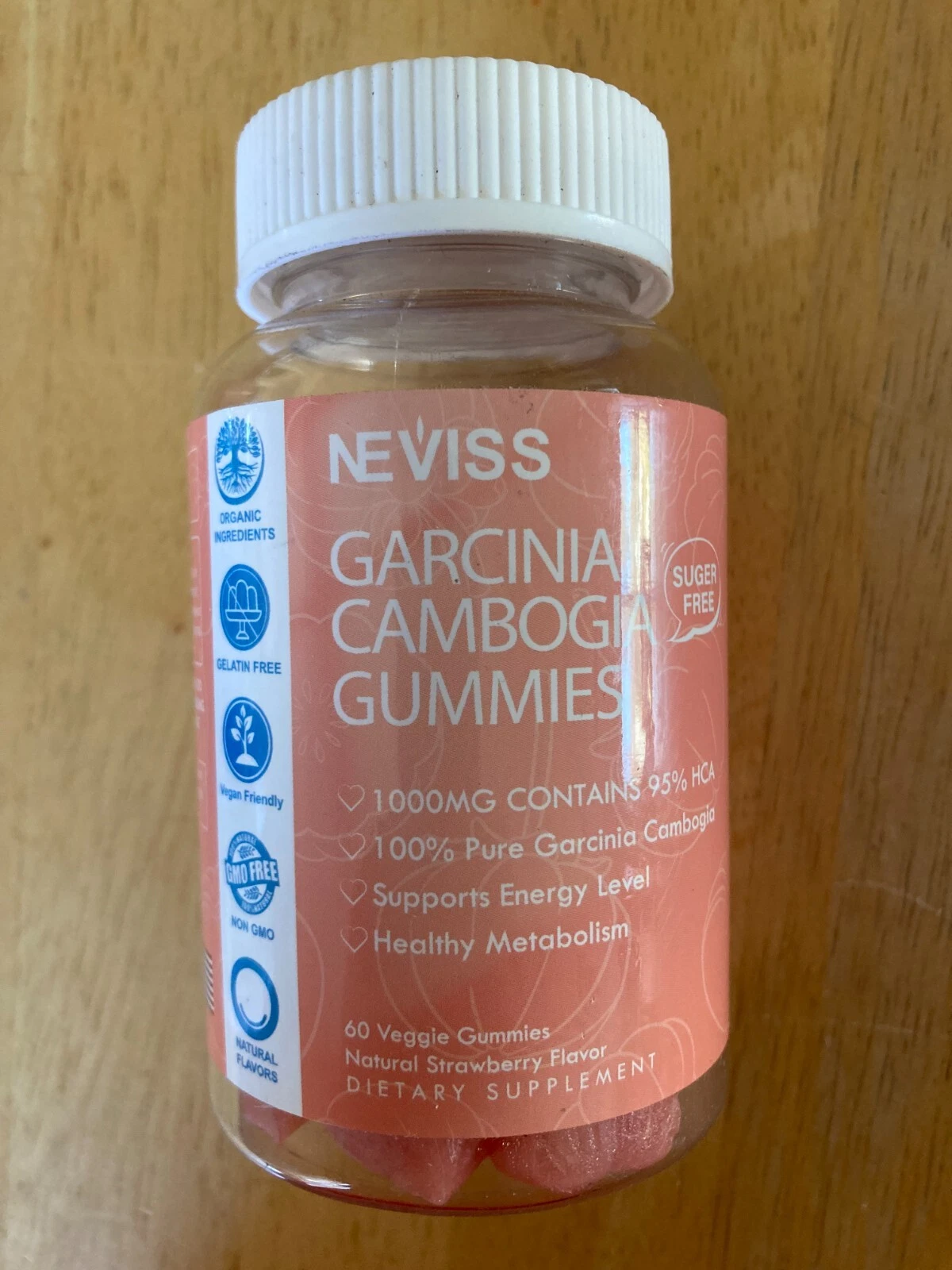 Neviss Garcinia Cambogia 1000mg 60 Strawberry Veg Gummies