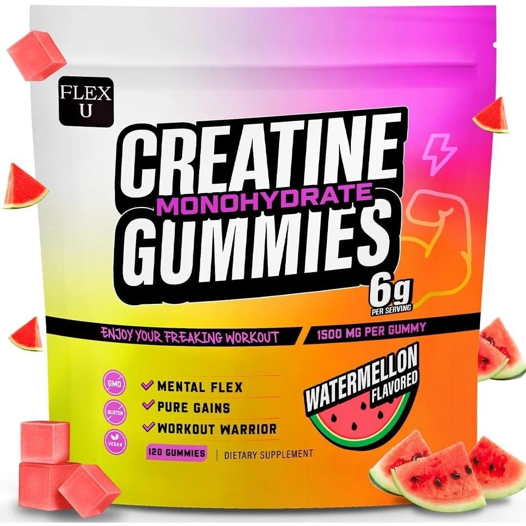(6g) Creatine Monohydrate Gummies Men Women, Pre Workout Energy Chews Preworkout
