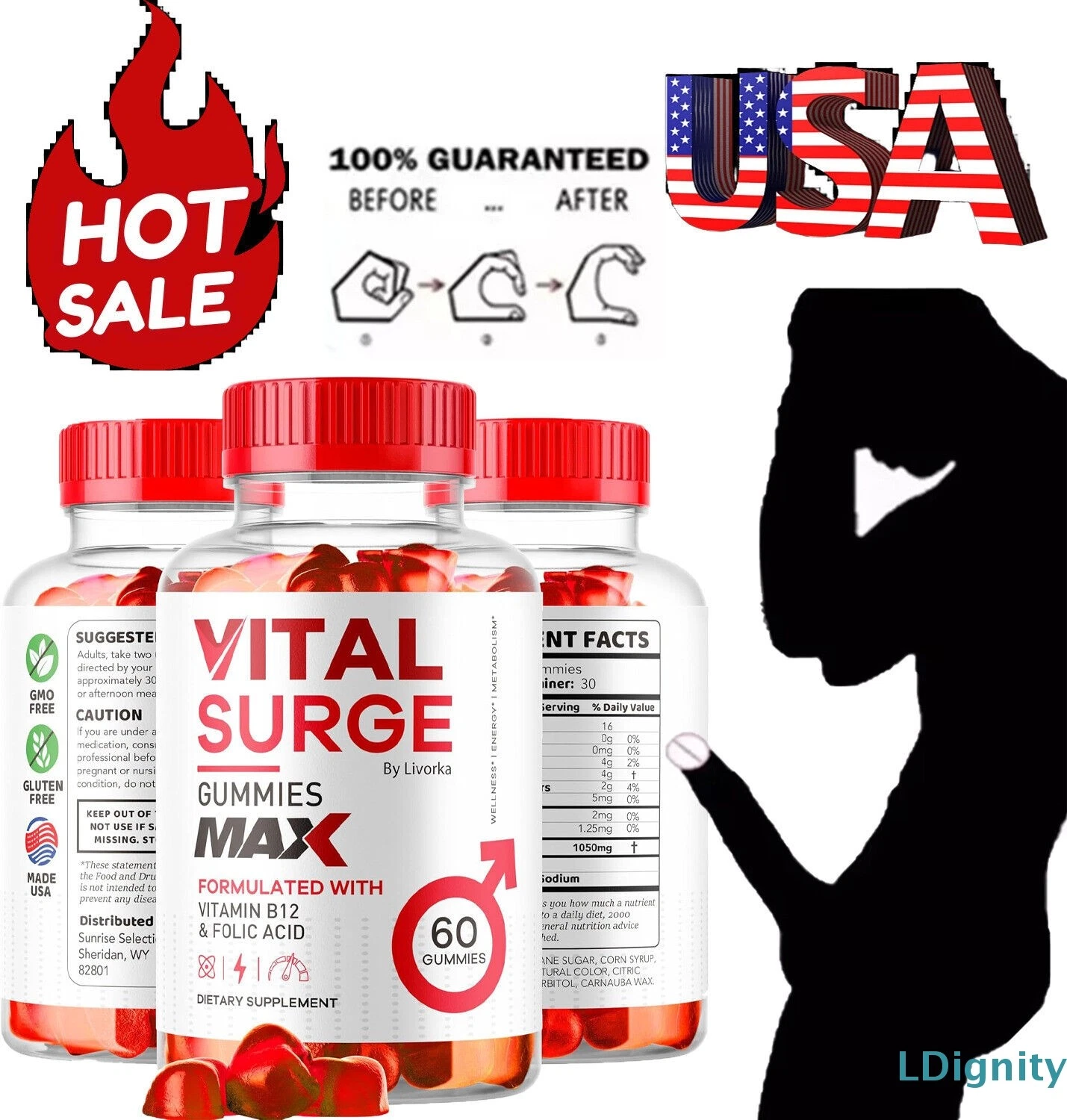 1-5pcs Vital Surge Male Gummies, Vital Surge Testo Support Gummys Performance US