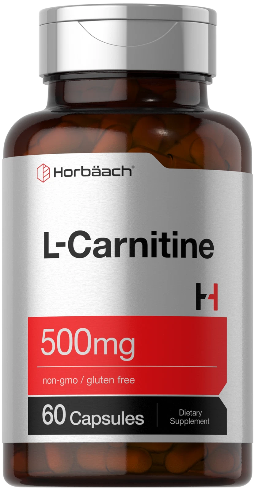 L Carnitine 500 mg | 60 Capsules | Non-GMO, Gluten Free | by Horbaach